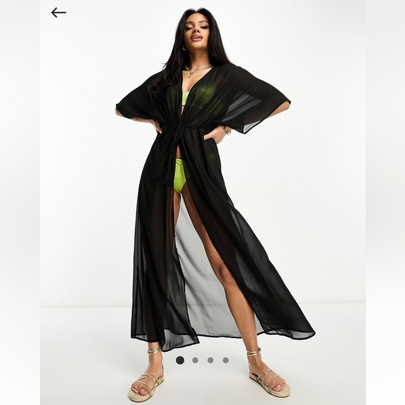 Threadbare maxi beach cover up in black - Picture 2 of 4